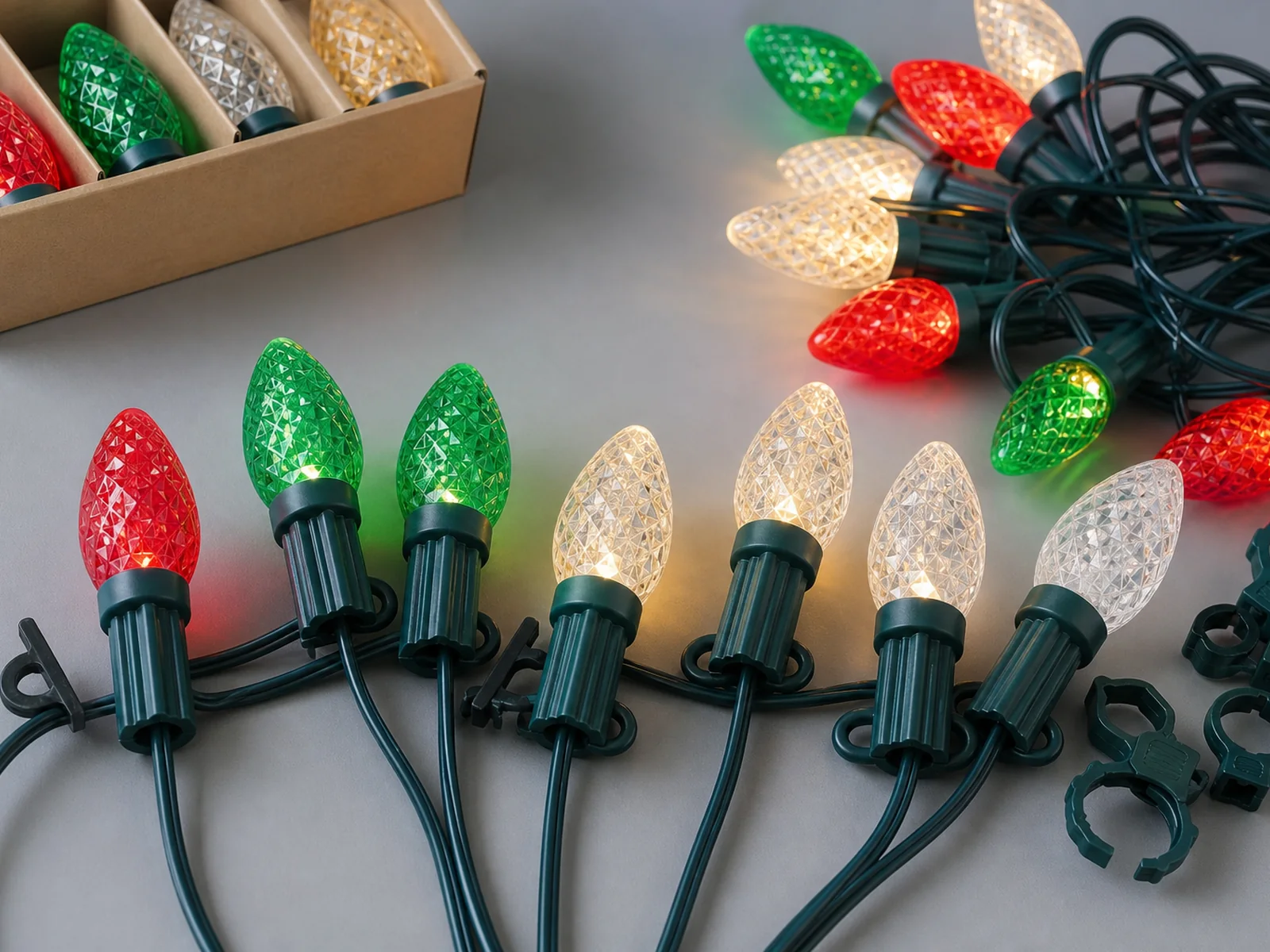 C7/C9 commercial light sample range on a clean workbench