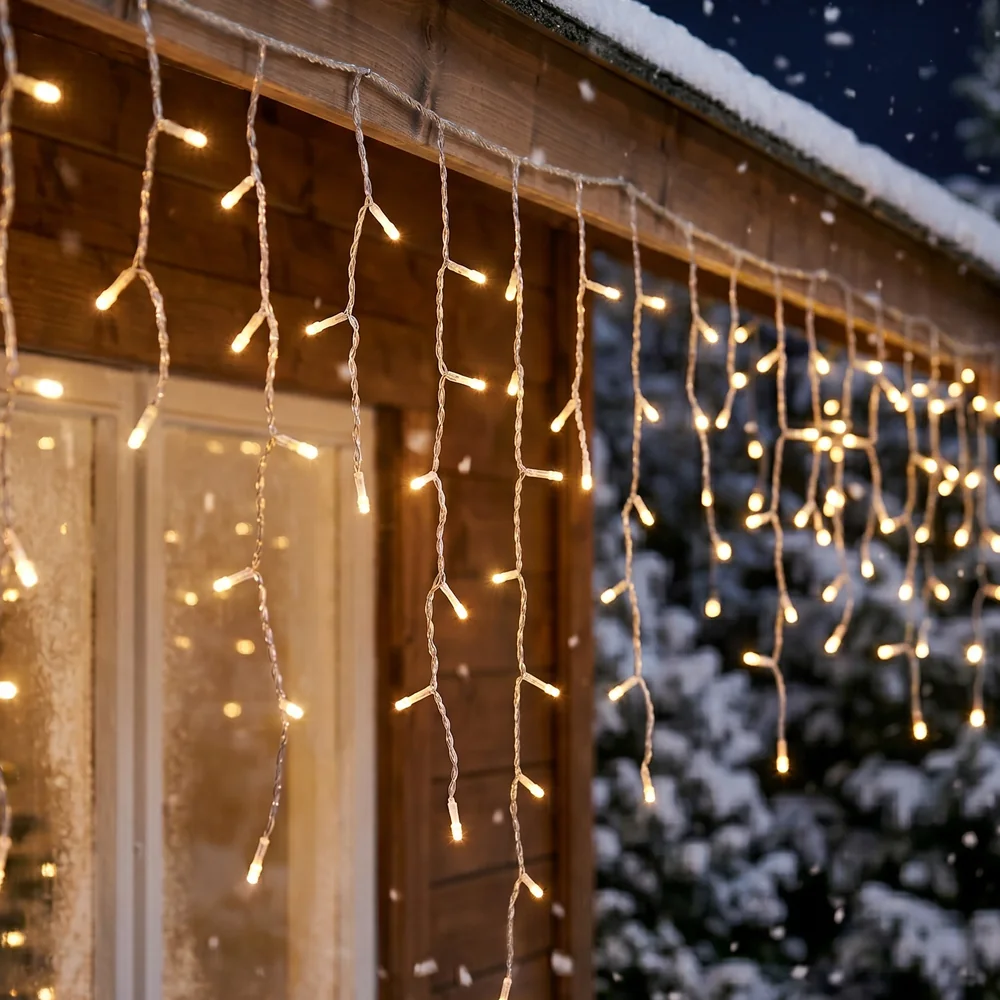 CSL03 solar icicle string light close-up