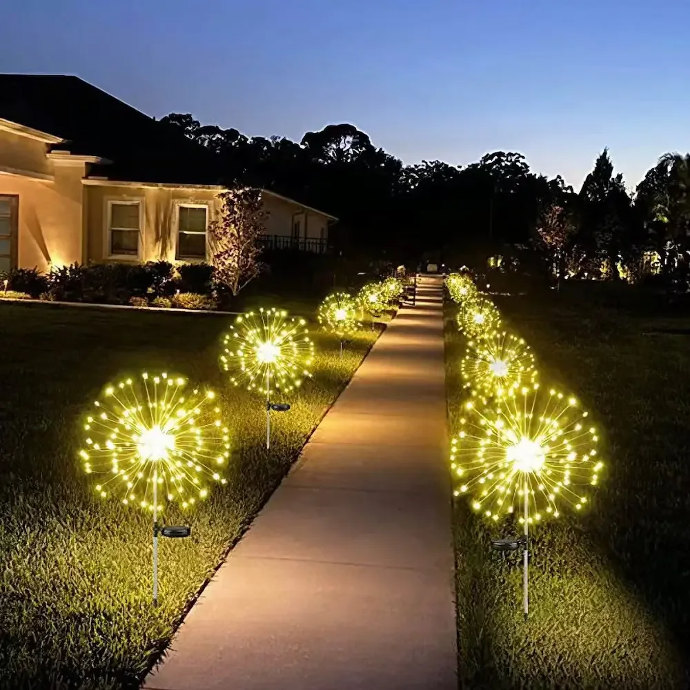 VS12 solar firework stake light close-up