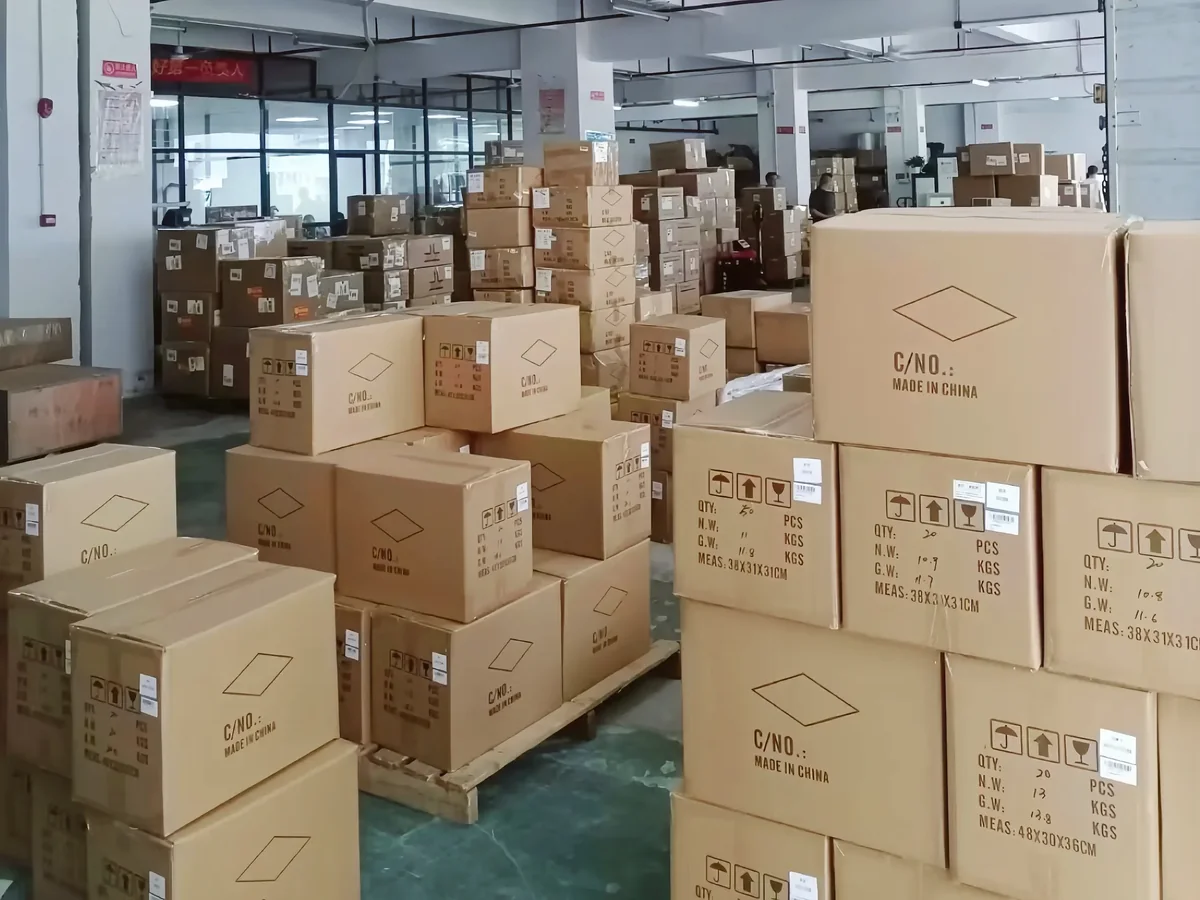OOOLights warehouse packaging cartons for order handling