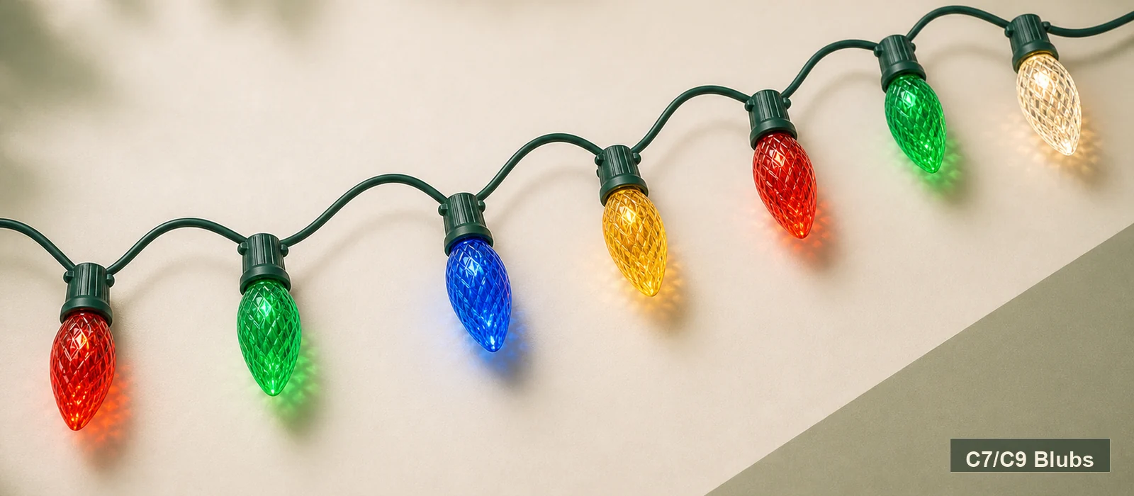 C7 and C9 commercial string light bulbs with consistent socket wiring